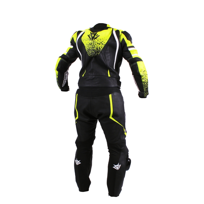 Férfi motoros öltöny RSA Fluo Glass fekete-fluo sárga akció kiárusítás