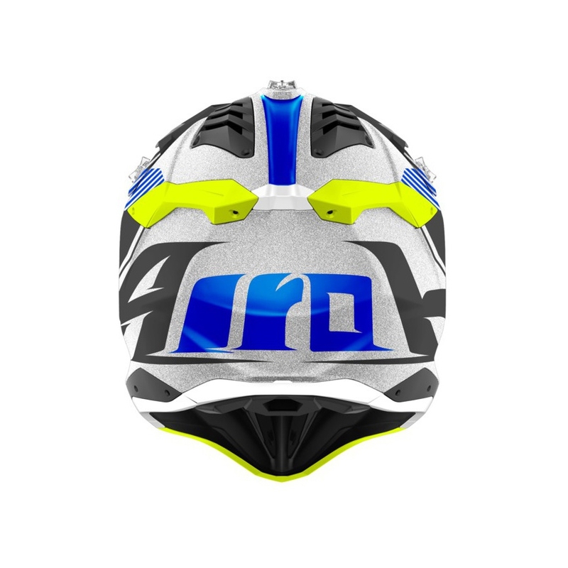Motocross Sisak Airoh Aviator 3.0 Hullám 2022 fehér-kék-fluo sárga kiárusítás