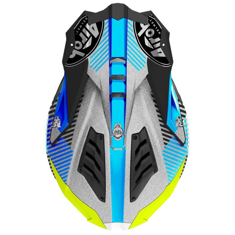 Motocross Sisak Airoh Aviator 3.0 Hullám 2022 fehér-kék-fluo sárga kiárusítás