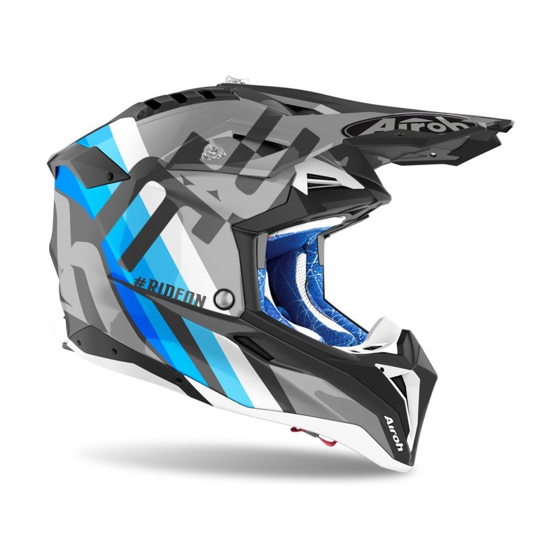 Motocross Sisak Airoh Aviator 3.0 Rainbow 2021 szürke-kék-fehér