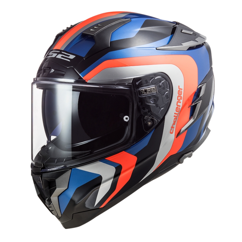 Beépített motoros sisak LS2 FF327 Challenger Galaktikus kék-narancs-szürke kiárusítás