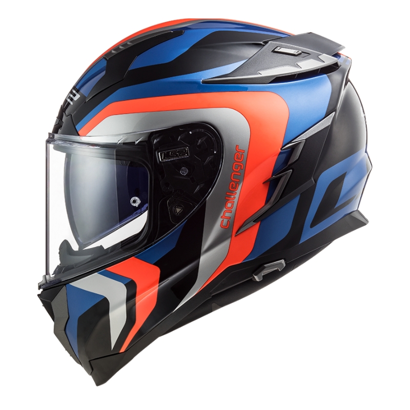 Beépített motoros sisak LS2 FF327 Challenger Galaktikus kék-narancs-szürke kiárusítás