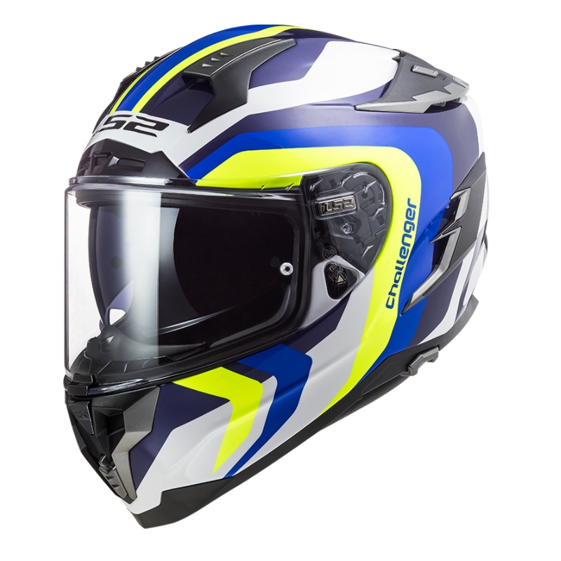 Integrált motoros sisak LS2 FF327 Challenger Galaktikus kék-fehér-fluo sárga kiárusítás