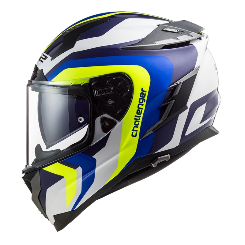 Integrált motoros sisak LS2 FF327 Challenger Galaktikus kék-fehér-fluo sárga kiárusítás