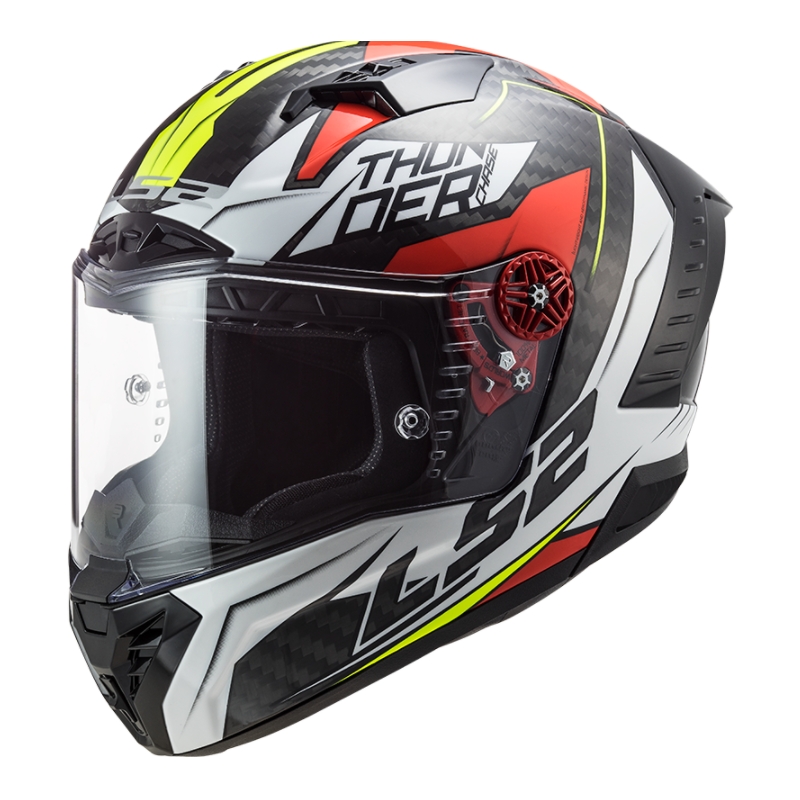 Beépített motoros sisak LS2 FF805 Thunder C Chase fekete-fehér-piros kiárusítás