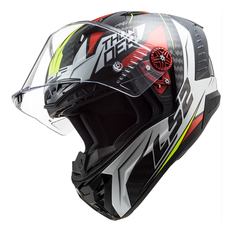 Beépített motoros sisak LS2 FF805 Thunder C Chase fekete-fehér-piros kiárusítás
