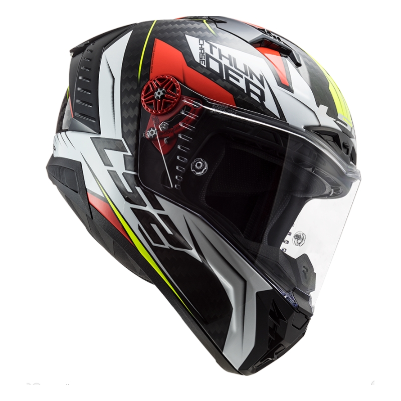 Beépített motoros sisak LS2 FF805 Thunder C Chase fekete-fehér-piros kiárusítás