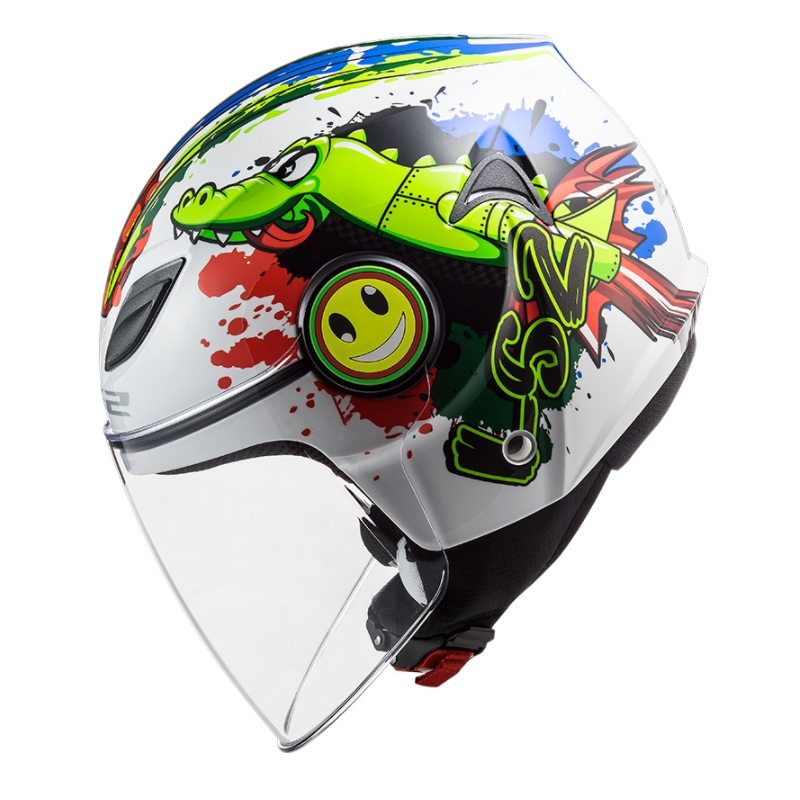 Gyermek nyitott motoros sisak LS2 OF602 Vicces Croco fehér