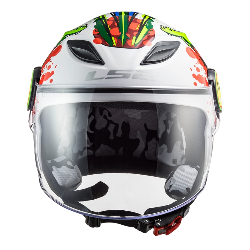 Gyermek nyitott motoros sisak LS2 OF602 Vicces Croco fehér