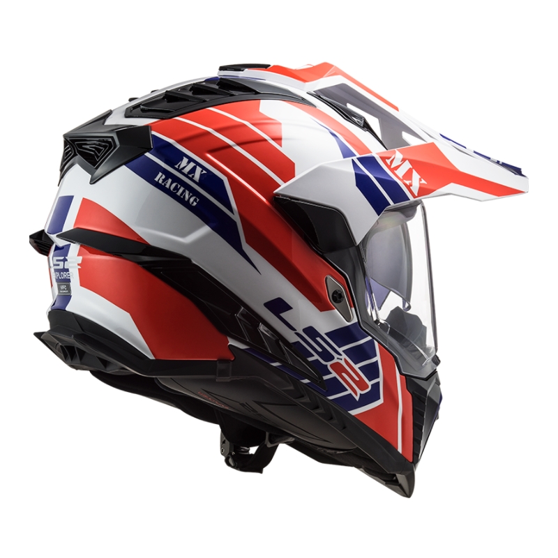 Enduro sisak LS2 MX701 Explorer Atlantis fehér-kék-piros kiárusítás