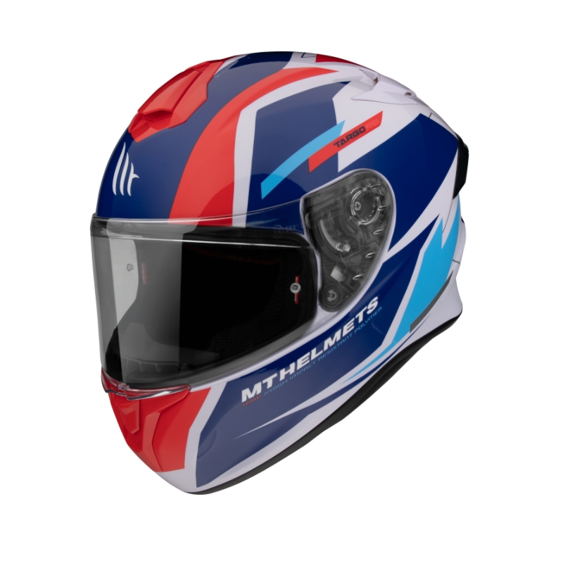 Integrált motorkerékpár sisak MT FF106 Pro Targo Pro Sound kék-fehér-piros