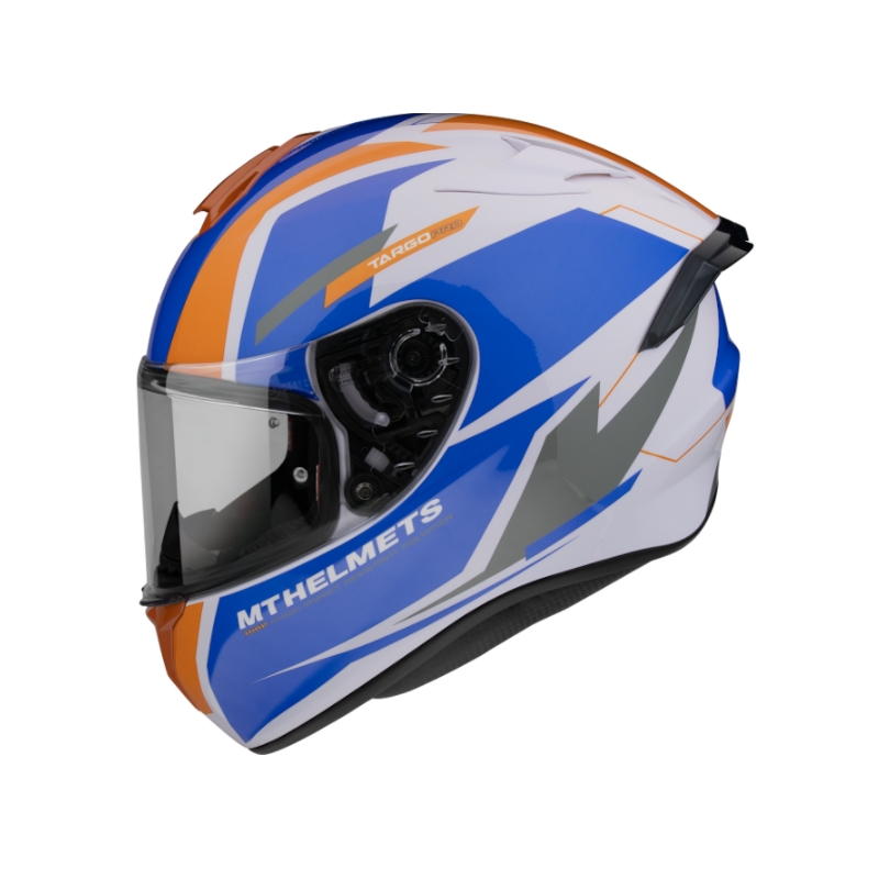 Integrált motorkerékpár sisak MT FF106 Pro Targo Pro Sound kék-fehér-narancs