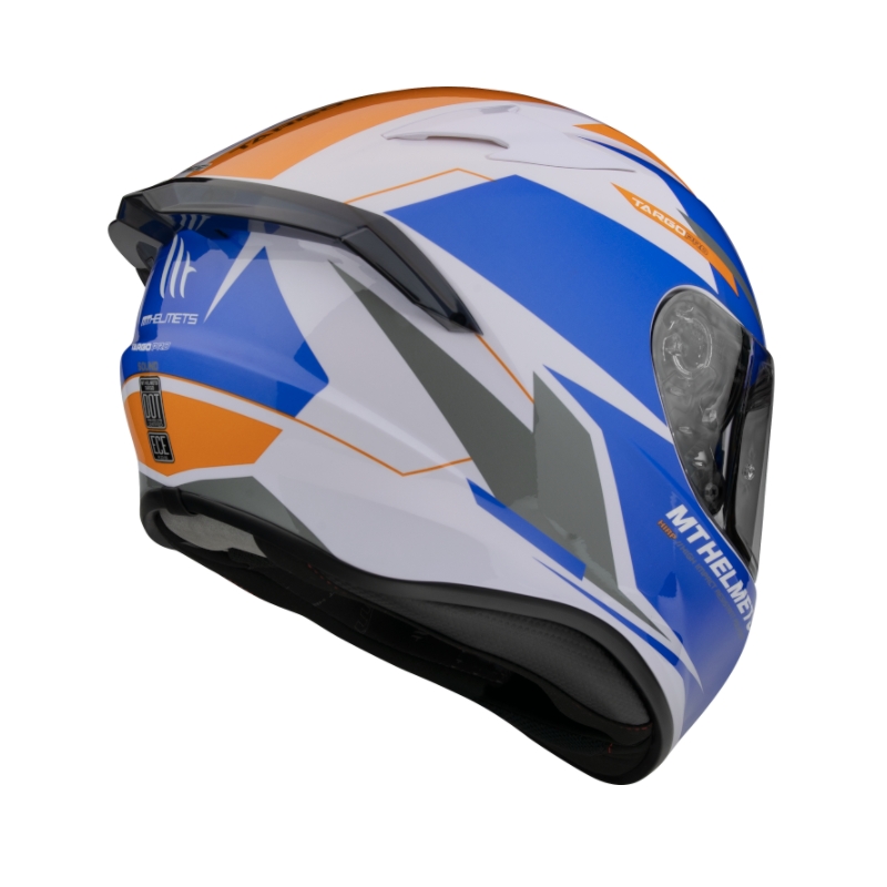 Integrált motorkerékpár sisak MT FF106 Pro Targo Pro Sound kék-fehér-narancs