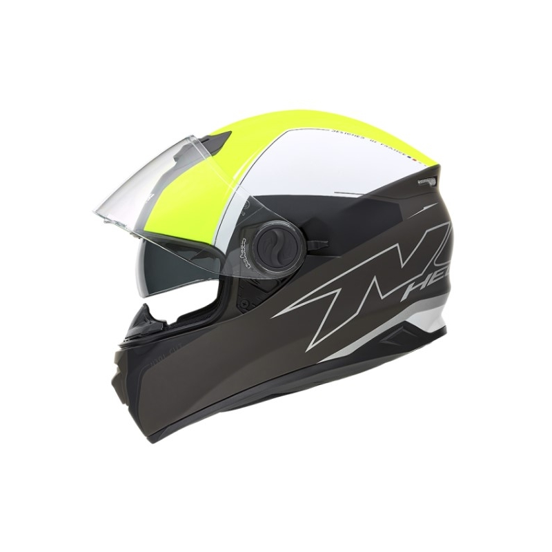 Integrált motoros sisak NOX N301 Vágott fekete-fehér-fluo sárga - II.class kiárusítás