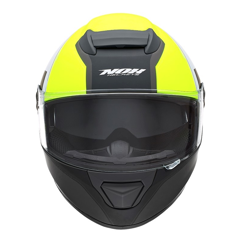 Integrált motoros sisak NOX N301 Vágott fekete-fehér-fluo sárga - II.class kiárusítás