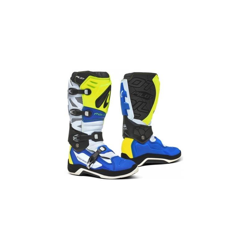 Motorkerékpár cipő Forma Pilot kék-fehér-fluo sárga
