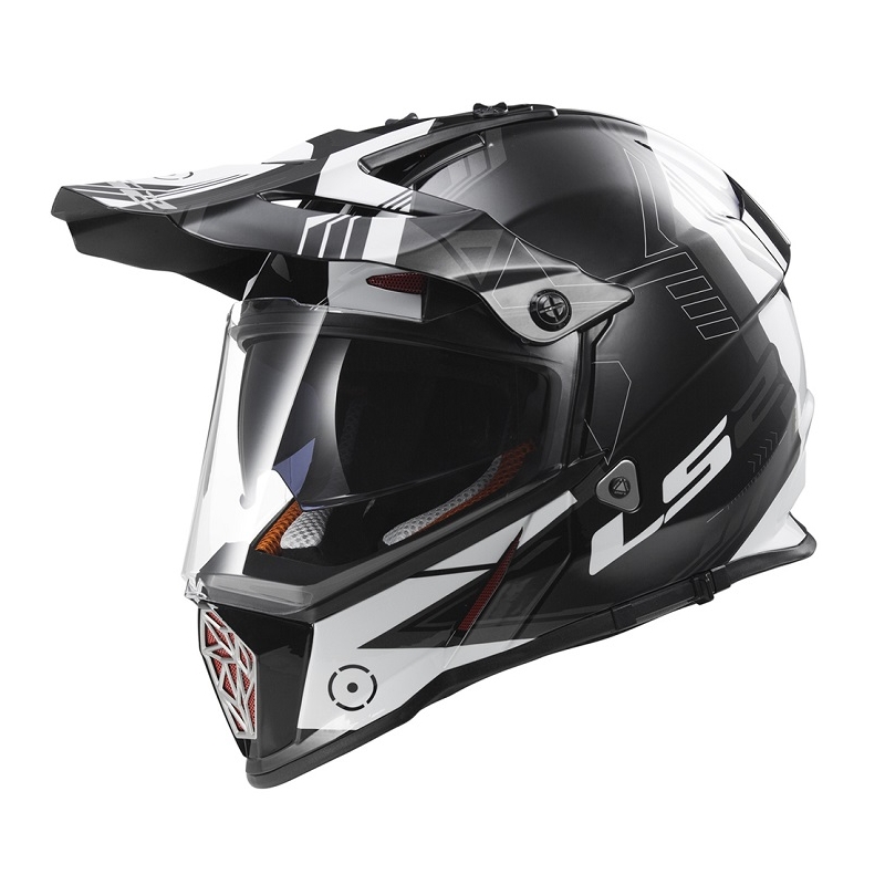 Enduro sisak LS2 MX436 Pioneer Trigger fekete-fehér-titán