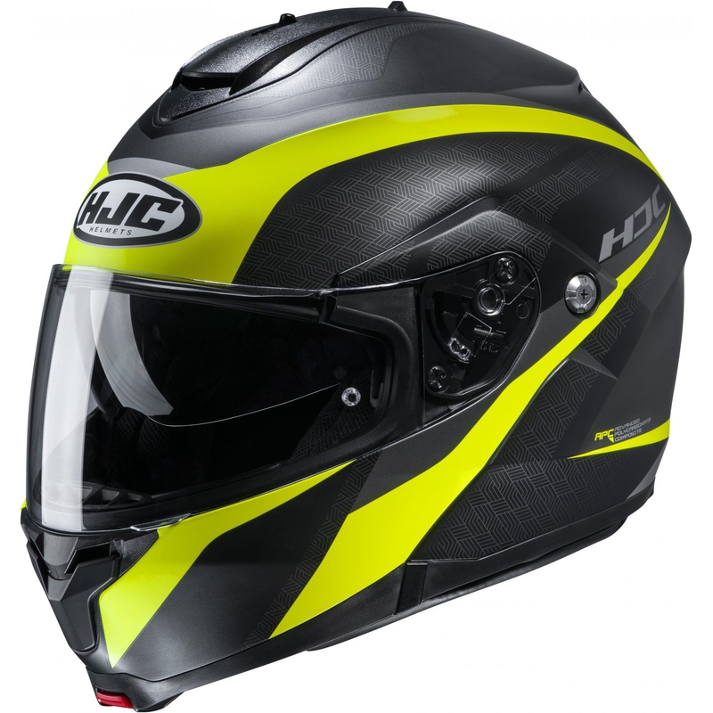 Billenő motoros sisak HJC C91 Taly MC4HSF fekete-szürke-fluo sárga