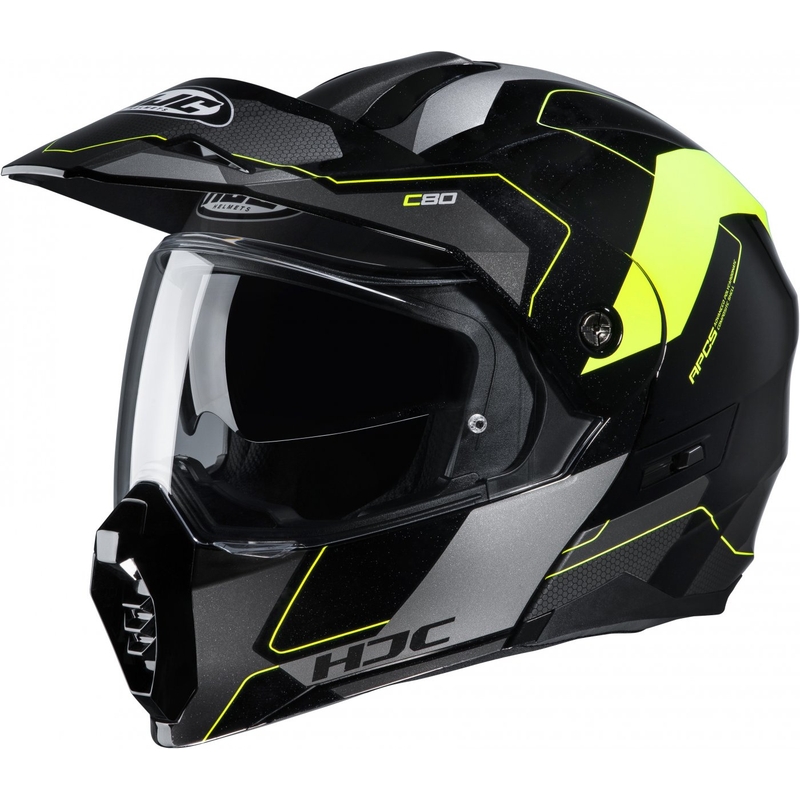 Billenő motoros sisak HJC C80 Rox MC4H fekete-szürke-fluo sárga