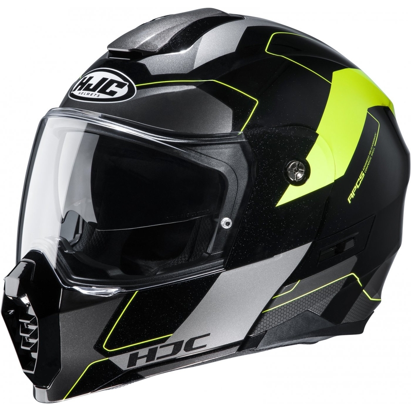 Billenő motoros sisak HJC C80 Rox MC4H fekete-szürke-fluo sárga
