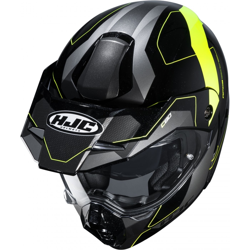 Billenő motoros sisak HJC C80 Rox MC4H fekete-szürke-fluo sárga