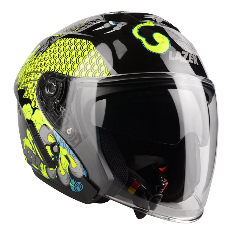 Nyitott motoros sisak Lazer Tango S Z-Line Dragon fekete-fluo sárga