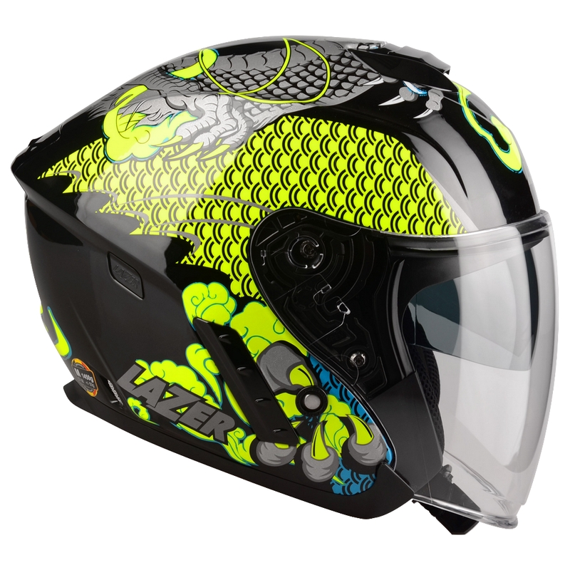Nyitott motoros sisak Lazer Tango S Z-Line Dragon fekete-fluo sárga