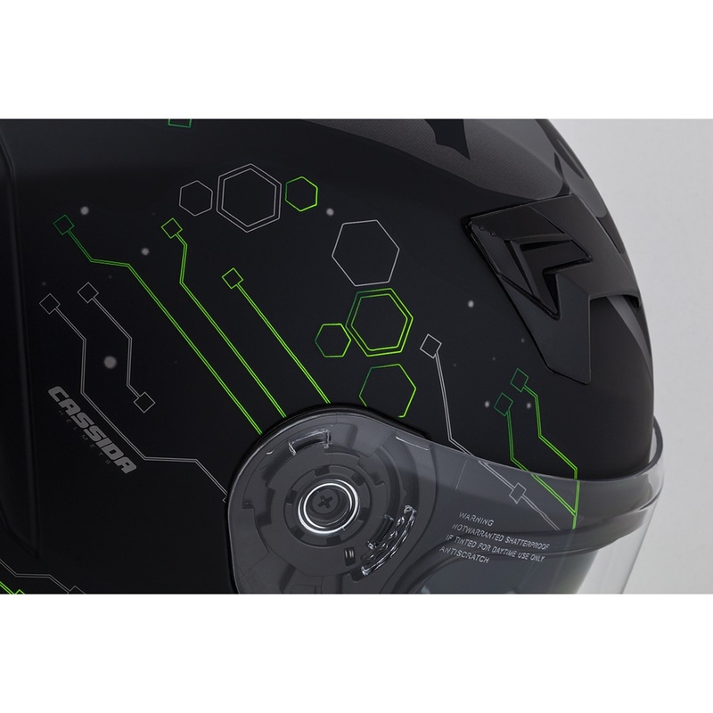 Integrált motoros sisak Cassida 3.0 Hack zöld-fekete matt