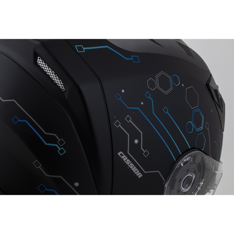 Integrált motoros sisak Cassida 3.0 Hack kék-fekete matt