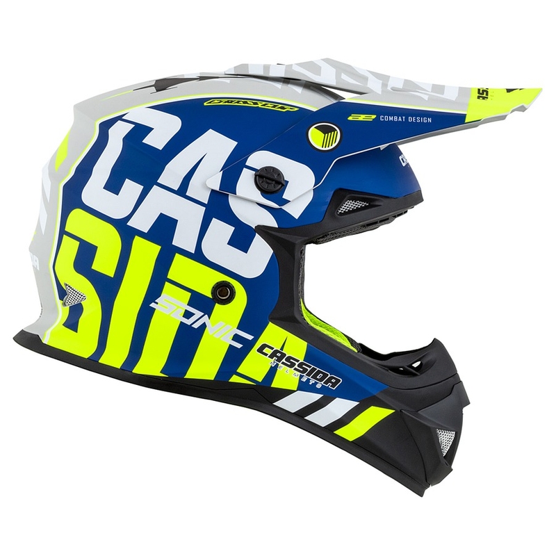 Cassida Cross Cup Sonic Fluo Motocross sisak sárga-kék Matt
