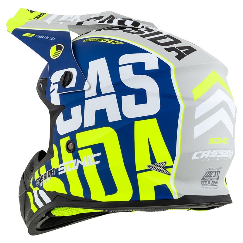 Cassida Cross Cup Sonic Fluo Motocross sisak sárga-kék Matt