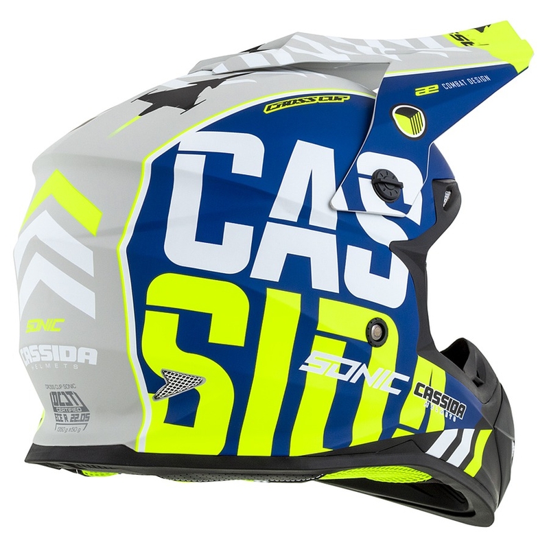 Cassida Cross Cup Sonic Fluo Motocross sisak sárga-kék Matt