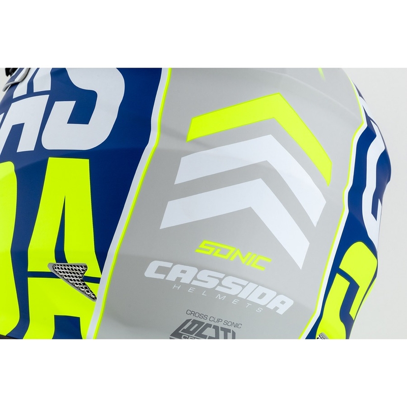 Cassida Cross Cup Sonic Fluo Motocross sisak sárga-kék Matt