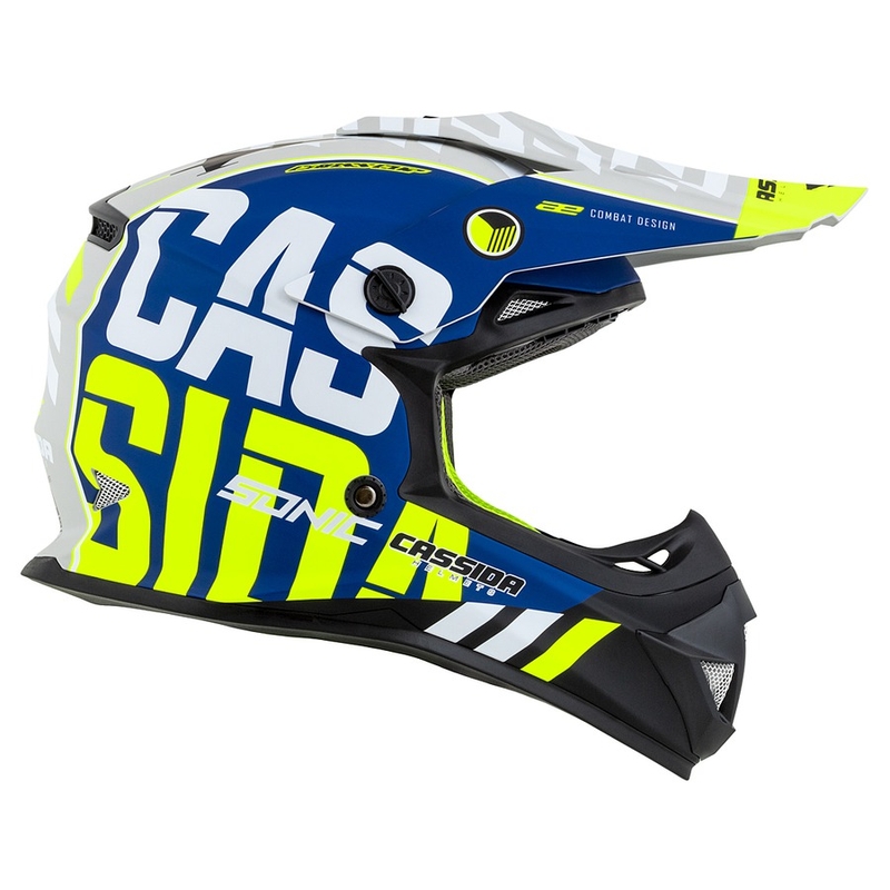 Gyerek Motocross Sisak Cassida Cross Cup Sonic Junior fluo sárga-kék matt kiárusítás