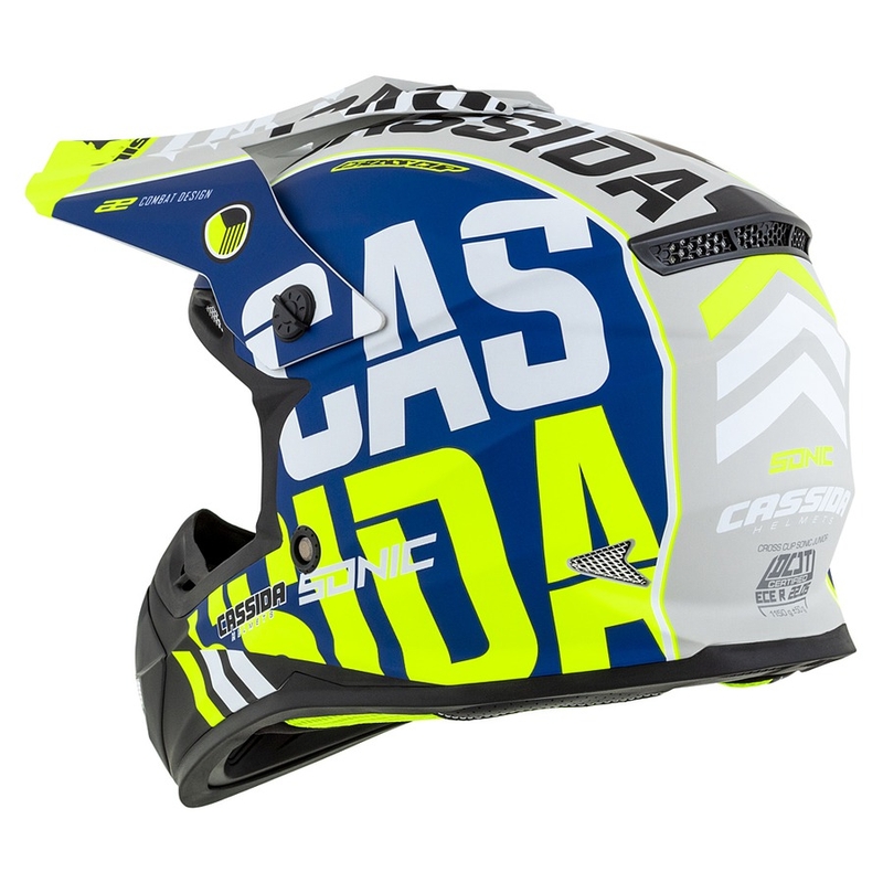 Gyerek Motocross Sisak Cassida Cross Cup Sonic Junior fluo sárga-kék matt kiárusítás