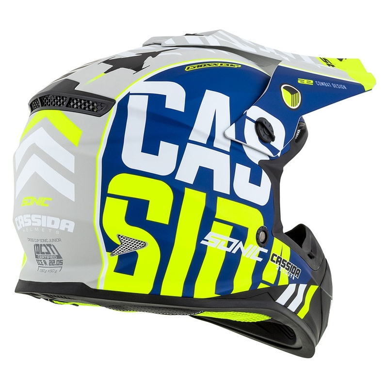 Gyerek Motocross Sisak Cassida Cross Cup Sonic Junior fluo sárga-kék matt kiárusítás