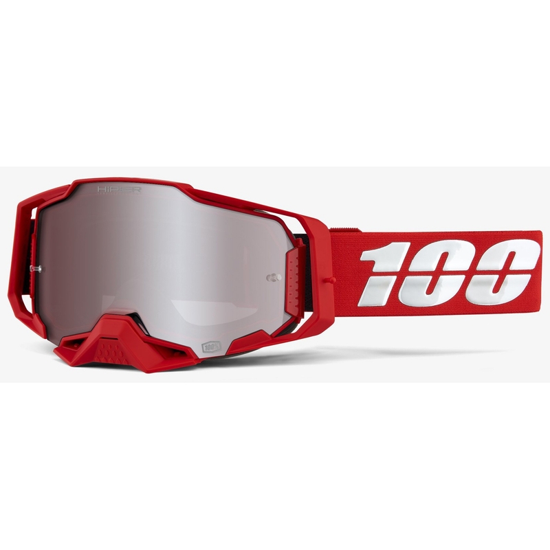 Motocross szemüveg 100% ARMEGA piros (ezüst plexi)