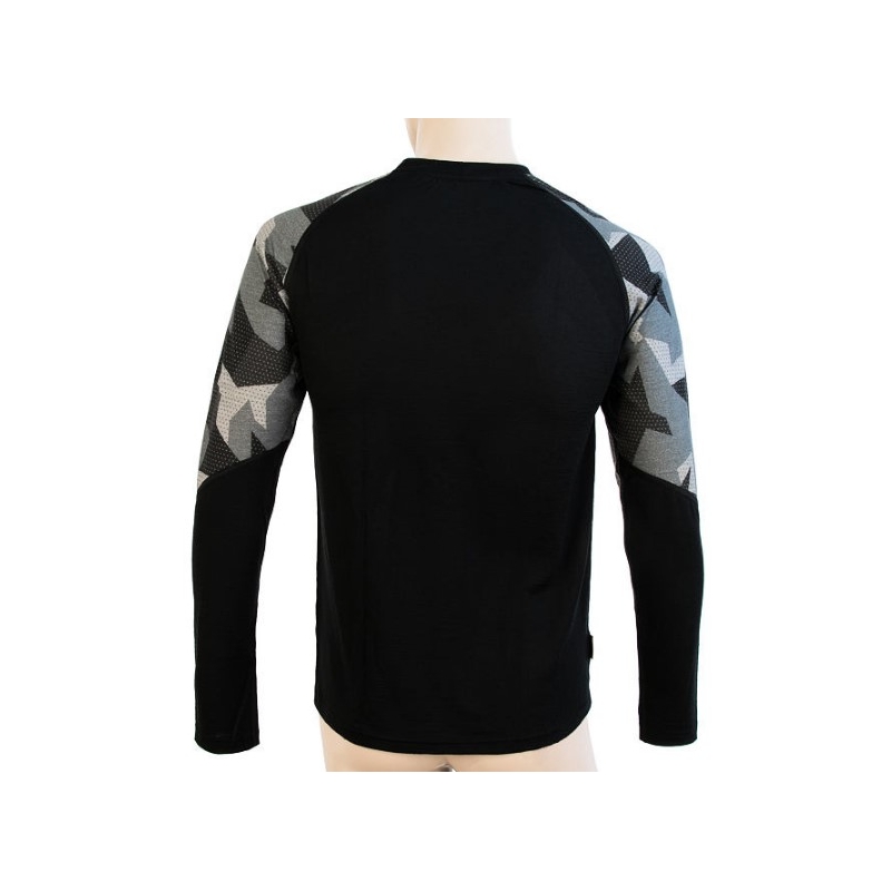 Férfi termikus pólóérzékelő Merino Impress fekete álcázás - hosszú ujjú kiárusítás