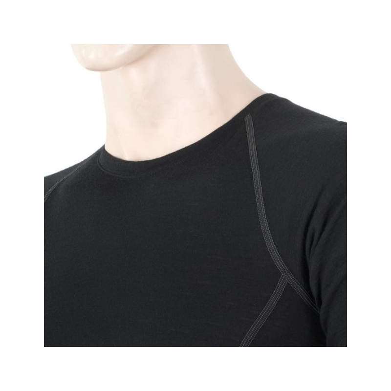 Férfi funkcionális pólóérzékelő Merino Active Fekete - hosszú ujjú kiárusítás