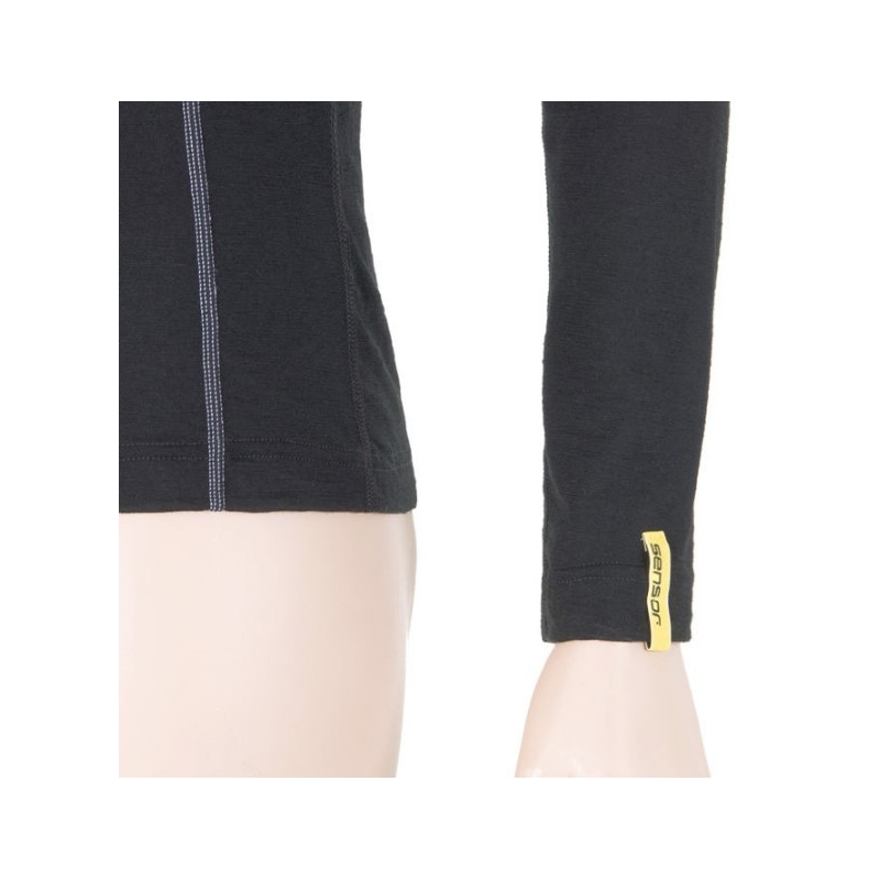 Női funkcionális pólóérzékelő Merino Active Fekete - hosszú ujjú kiárusítás