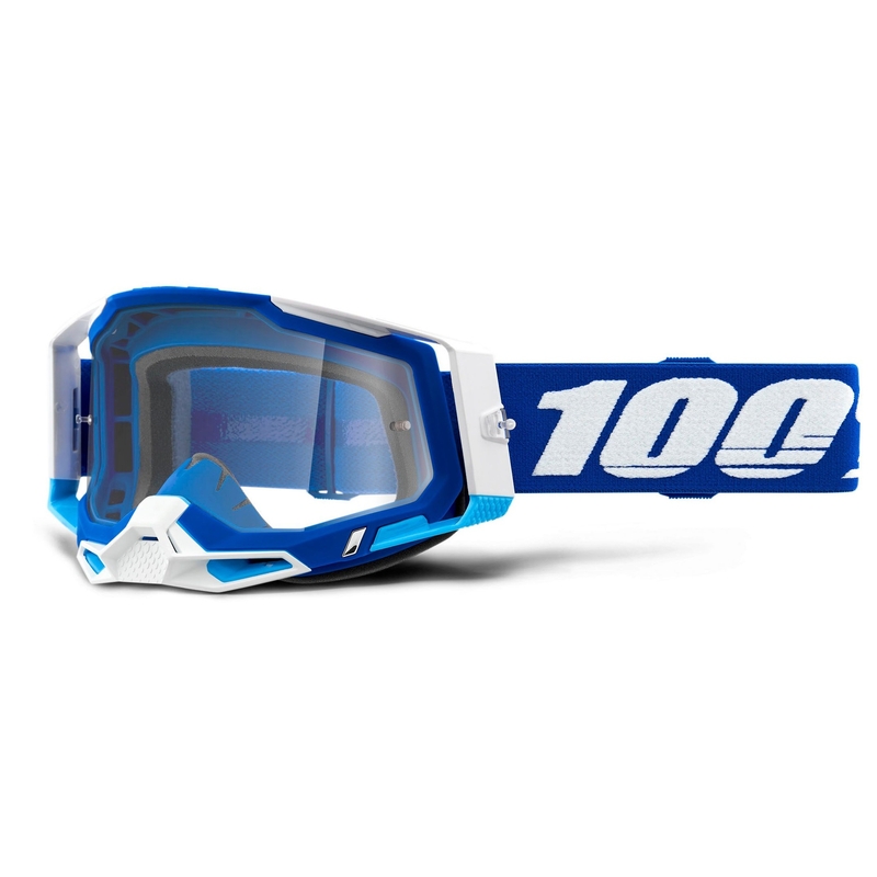 Motocross szemüveg 100% RACECRAFT 2 kék (átlátszó szemellenző)