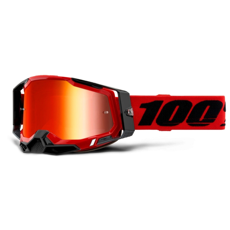 Motocross szemüveg 100% RACECRAFT 2 piros (piros tükör plexiüveg)