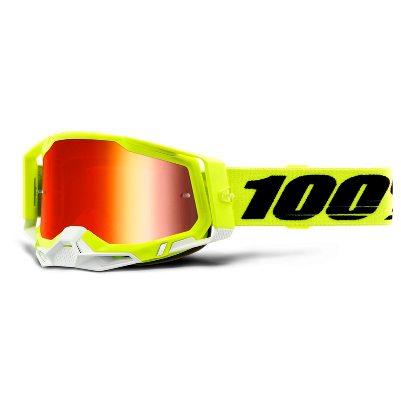 Motocross szemüveg 100% RACECRAFT 2 fluo sárga (piros tükör plexiüveg)
