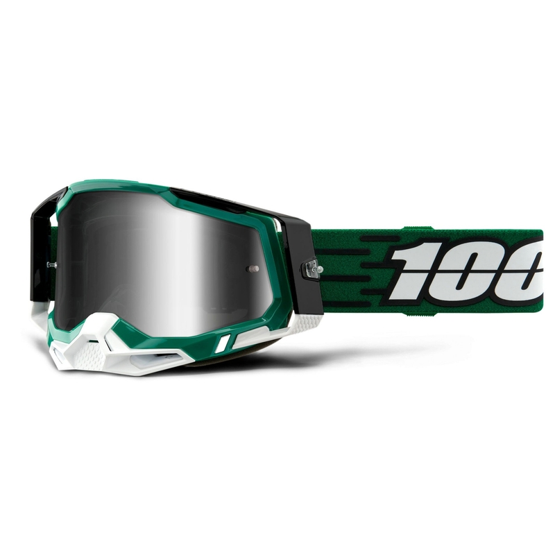 Motocross szemüveg 100% RACECRAFT 2 zöld (ezüst tükör plexiüveg)