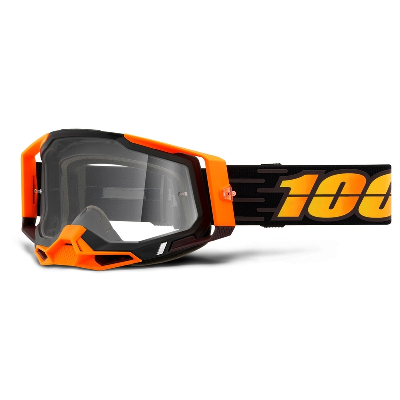 Motocross szemüveg 100% RACECRAFT 2 fekete-narancssárga (átlátszó szemellenző)