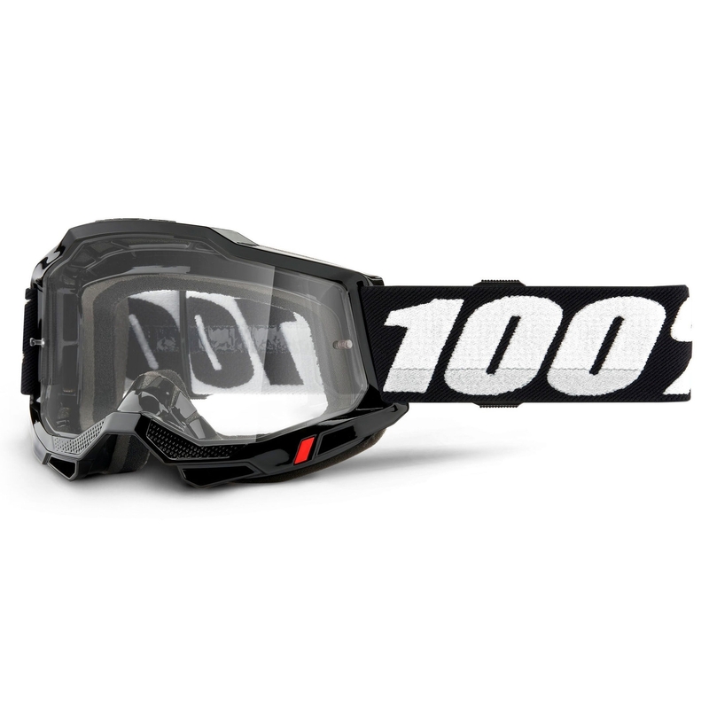 Motocross szemüveg 100% ACCURI 2 fekete (átlátszó plexiüveg) kiárusítás