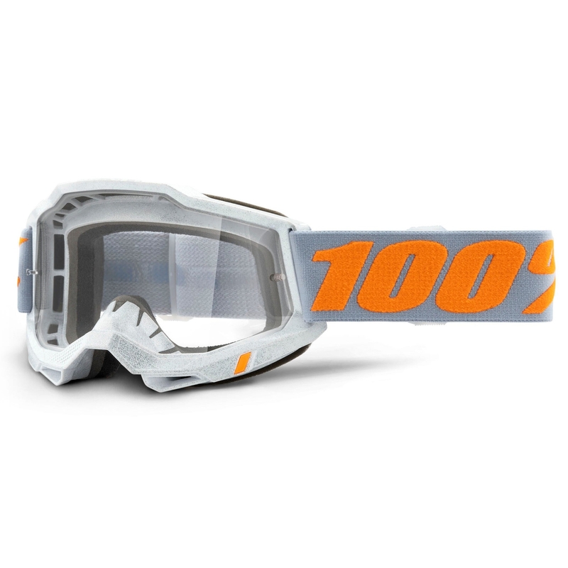 Motocross szemüveg 100% ACCURI 2 szürke-narancs (tiszta plexiüveg)