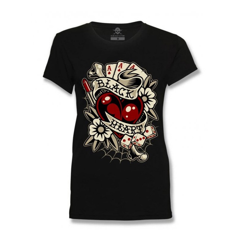 Női póló Black Heart Rockabilly Heart