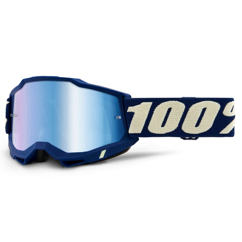 Motocross szemüveg 100% ACCURI 2 tamvě kék (kék tükör plexi)