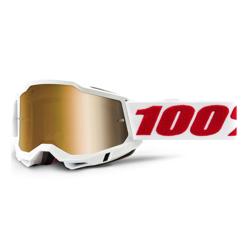 Motocross szemüveg 100% ACCURI 2 fehér (arany plexiüveg)